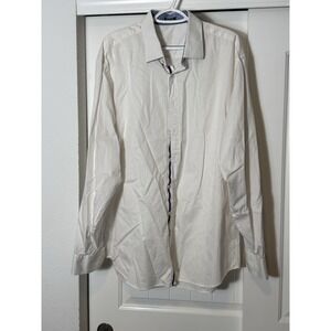 Bugatchi Men's Shirt White Abstract Print Comfort Stretch Cotton Size XXL. Clean